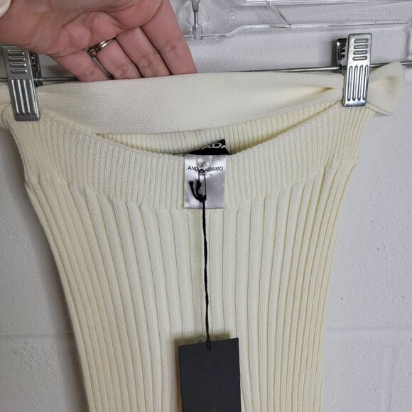 Andreadamo Ivory Ribbed Knit Flare Cutout Pants Womens XS NEW Made in Italy - Picture 6 of 10
